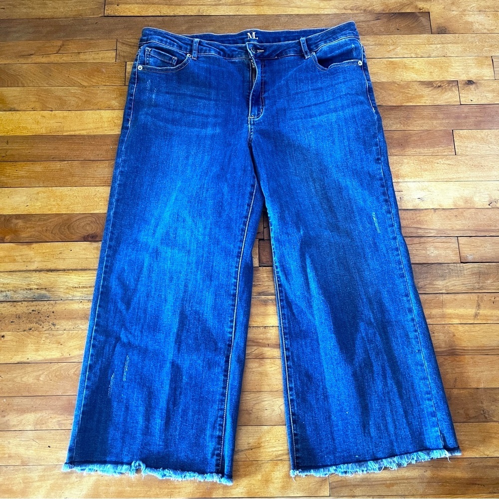 Wide Leg Flare Jeans - Deep Blue